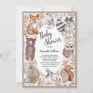 Waterverf Woodland Animals Baby shower Kaart