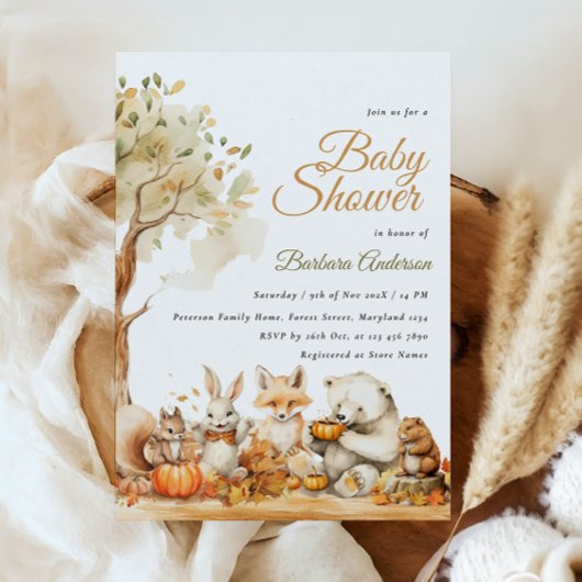 Waterverf Woodland Animals Baby shower Kaart