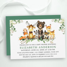 Waterverf Woodland Animals Baby shower
