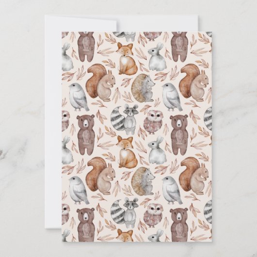 Waterverf Woodland Animals Baby shower Kaart (Achterkant)