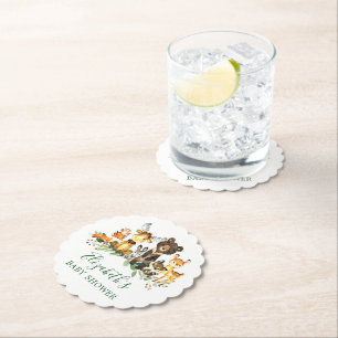 Waterverf Woodland Animals Baby shower Kartonnen Onderzetters