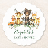 Waterverf Woodland Animals Baby shower Kartonnen Onderzetters (Voorkant)