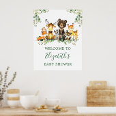 Waterverf Woodland Animals Baby shower Poster (Keuken)