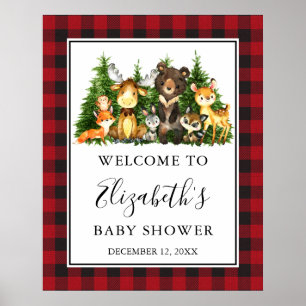 Waterverf Woodland Animals Baby shower Pset Poster
