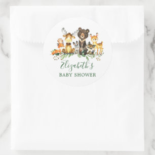 Waterverf Woodland Animals Baby shower Ronde Sticker