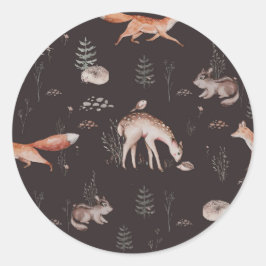 Waterverf Woodland Animals Baby shower Ronde Sticker