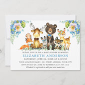 Waterverf Woodland Animals Blue Floral Kaart (Voorkant)