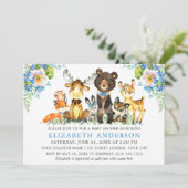 Waterverf Woodland Animals Blue Floral Kaart (Staand voorkant)