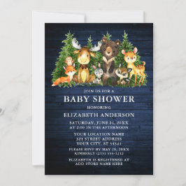 Waterverf Woodland Animals Blue Wood Shower Kaart