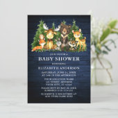 Waterverf Woodland Animals Blue Wood Shower Kaart (Staand voorkant)