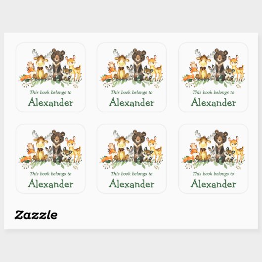 Waterverf Woodland Animals Bookplate Labels (Vel)