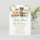Waterverf Woodland Animals Bow Baby shower Gold Kaart (Staand voorkant)