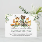 Waterverf Woodland Animals Bow Baby shower Kaart (Staand voorkant)
