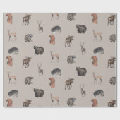 Waterverf Woodland Animals - Deer, Beer, eekhoorn Cadeaupapier (Vlak)
