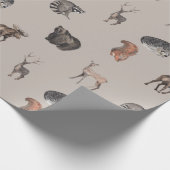 Waterverf Woodland Animals - Deer, Beer, eekhoorn Cadeaupapier (Hoek)