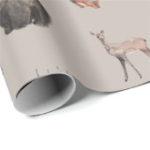 Waterverf Woodland Animals - Deer, Beer, eekhoorn Cadeaupapier (Rol Hoek)