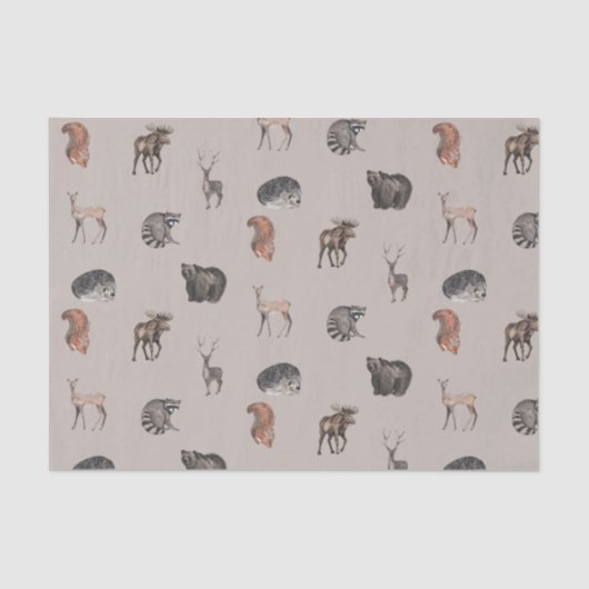 Waterverf Woodland Animals - Deer, Beer, eekhoorn Tissuepapier (Voorkant)