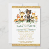 Waterverf Woodland Animals douchen Glitter Green Kaart (Voorkant)