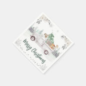 Waterverf Woodland Animals Floral Kerstmis Servet (Hoek)