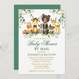 Waterverf Woodland Animals Gold Shower by Mail Kaart