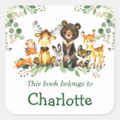 Waterverf Woodland Animals Green Bookplate Labels (Voorkant)