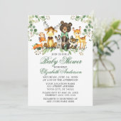 Waterverf Woodland Animals Green Bow Baby shower Kaart (Staand voorkant)