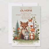 Waterverf Woodland Animals Greenery 2e Verjaardag Kaart (Voorkant)