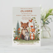 Waterverf Woodland Animals Greenery 2e Verjaardag Kaart (Staand voorkant)