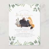 Waterverf Woodland Animals Greenery Baby shower Briefkaart (Voorkant)