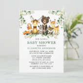 Waterverf Woodland Animals Greenery Baby shower Kaart (Staand voorkant)