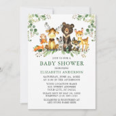 Waterverf Woodland Animals Greenery Shower Foto Kaart (Voorkant)