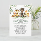 Waterverf Woodland Animals Greenery Shower Foto Kaart (Staand voorkant)