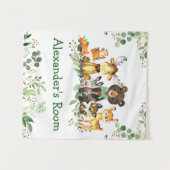 Waterverf Woodland Animals Groene Boog Wandkleed (Voorkant (horizontaal))