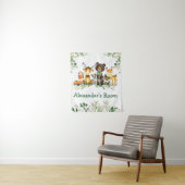 Waterverf Woodland Animals Groene Boog Wandkleed (In situ)