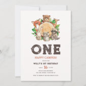 Waterverf Woodland Animals Happy Camper Verjaardag Kaart (Voorkant)