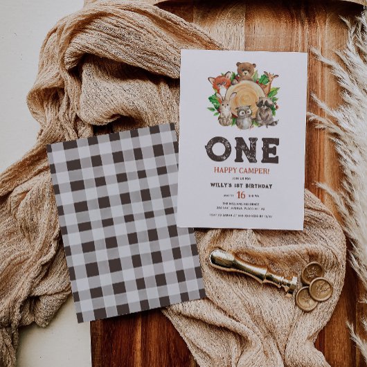 Waterverf Woodland Animals Happy Camper Verjaardag Kaart