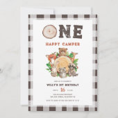 Waterverf Woodland Animals Happy Camper Verjaardag Kaart (Voorkant)