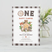 Waterverf Woodland Animals Happy Camper Verjaardag Kaart (Staand voorkant)