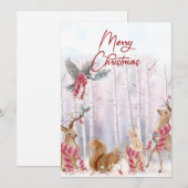 Waterverf Woodland Animals Merry Kerstcard Feestdagenkaart (Voorkant / Achterkant)
