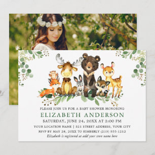 Waterverf Woodland Animals Photo Shower Kaart