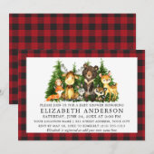 Waterverf Woodland Animals Red Pset Baby shower Kaart (Voorkant / Achterkant)