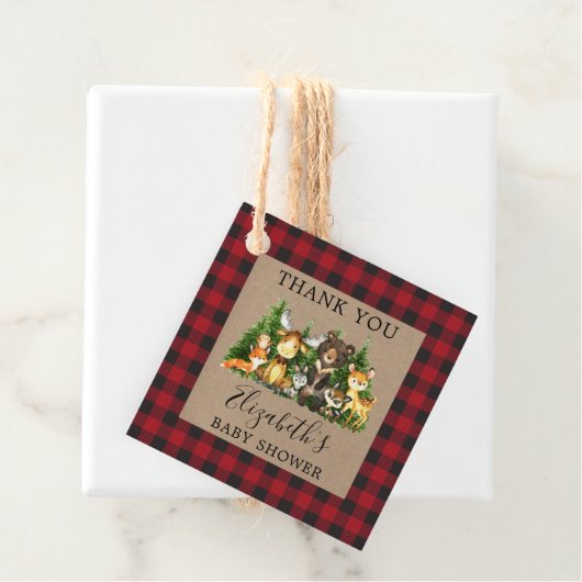 Waterverf Woodland Animals Rustic Baby shower Bedankjes Labels (In situ)