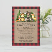 Waterverf Woodland Animals Rustic Baby shower Kaart (Staand voorkant)