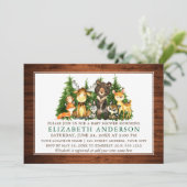 Waterverf Woodland Animals Rustic Wood Shower Kaart (Staand voorkant)