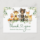 Waterverf Woodland Animals Shower Hartelijk dank Briefkaart (Voorkant)