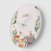 Waterverf Woodland Animals Stripes  Grote Klok (Hoek)