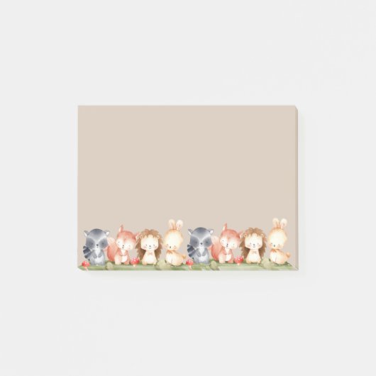 Waterverf Woodland Animals tekenen Schattigee kuns Post-it® Notes (Voorkant)