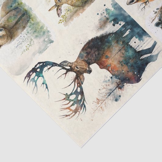 Waterverf Woodland Animals Tissuepapier (Detail)