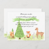 Waterverf Woodland Animals Virtuele Verjaardagsfee Briefkaart (Voorkant / Achterkant)