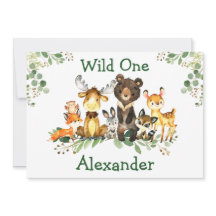 Waterverf Woodland Animals Wild One 1 Birthday